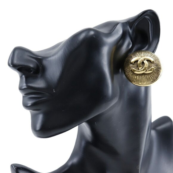 CHANEL Gold Logo Earrings